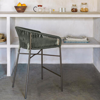 Kave Home Yanet groen touw kruk hoogte 65 cm