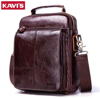 KAVIS 100% Cowhide Genuine Leather Original Messenger Bag Fashion Shoulder Men Bag New Male Crossbody Handbag for Boys