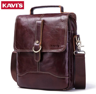 KAVIS Genuine Cow Leather Messenger Bag Men's Shoulder Male Crossbody Handbag Bolsas Sling Chest Bag for Male Travel Qualit