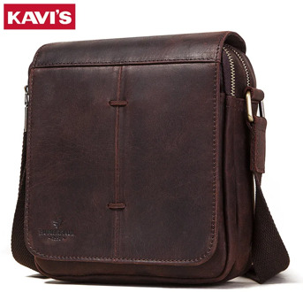 KAVIS New Messenger Bag Men's Shoulder Genuine Cowhide Leather Bags Fashion Male's Crossbody Bags Business and Travel for Men
