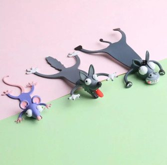 Kawaii 3D Bookmark Animal Squashed Cat Rabbit Mouse Bookmarks Creative Wolf Book Marks For Kids Girl's Gift Office School Kawaii