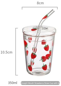 Kawaii Aardbei Glas Mok Met Stro Creatieve Hoge Temperatuur Weerstand Glass Water Cup Huishoudelijke Melk Mokken 2