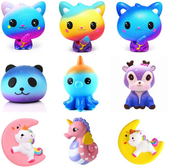 Kawaii Cartoon Galaxy Cute Deer Squishy cat jumbo Toys Slow Rising Cream Scented Squeeze Toys Novelty Gift For Children Gifts