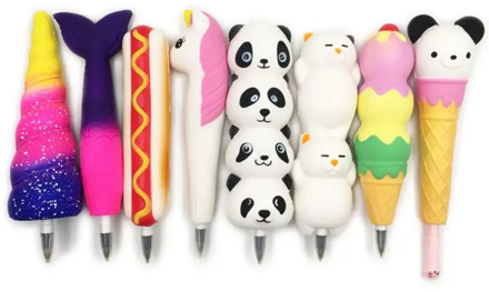 Kawaii Cat Unicorn Scented Pen Cap Squishy Slow Rising Pencil Holder Soft Squeeze Toy Stress Relief Xmas Gift Toy for Children