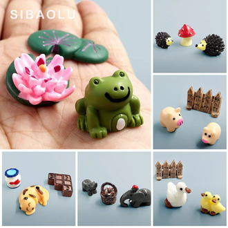 Kawaii elephant figurine Cow Pig Frog Duck Hedgehog Turtle Dog Cat decor mini fairy garden animal statue miniature resin craft