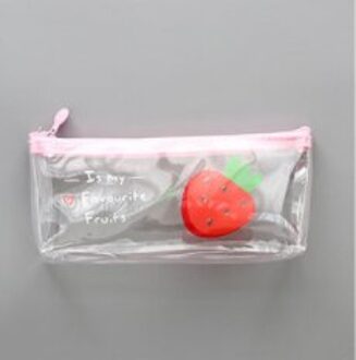 Kawaii Etui Fruit Avocado School Potlood Doos Pencilcase Transparante Potlood Tas Schoolbenodigdheden Briefpapier starawberry