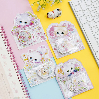 Kawaii Flower Lovely Cat Gilding Decorative Washi Stickers Scrapbooking Stick Label Diary Stationery Album Stickers