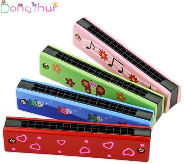 Kawaii Gat Kinderen Houten Geschilderd Colorfull Kids Educatief Vroege Kleur Voor Beginners Speelgoed Willekeurige Harmonica