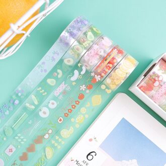 Kawaii Huisdier Transparante Sticker Washi Tape Set Diy Scrapbooking Materiaal Fruit Vlinder Masking Tapes Briefpapier Decoratieve Leuke