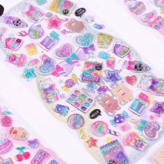 Kawaii Japanse Glinsterende Suiker Snoep 3D Pvc Stickers Scrapbooking Diy Bullet Journal Leuke Dagboek Briefpapier Sticker Vel