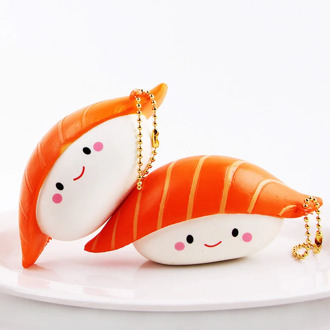 Kawaii Jumbo Squishi Rice Ball Salmon Decompression Toys Squishy Slow Rising Cream Scented Squeeze Toys