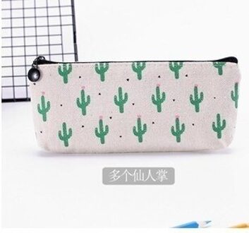 Kawaii Leuke Opbergtas Canvas Etui Organisator Pen Tassen Pouch Potlood Tas Pencilcase more cactuses
