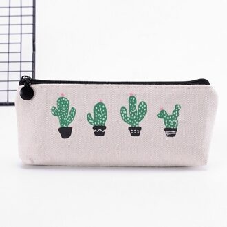 Kawaii Leuke Opbergtas Canvas Etui Organisator Pen Tassen Pouch Potlood Tas Pencilcase three cactuses