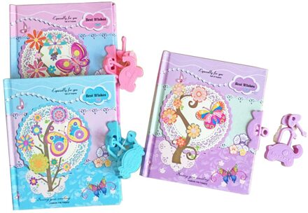 Kawaii Leuke Papier Notebook met Slot Wachtwoord Notepad Plan Organizer Dagboek Tijdschrift Notebook Briefpapier Kleur Willekeurige