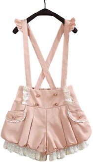 Kawaii Meisjes Lolita Jarretel Kant Pompoen Shorts Leuke Lantaarn Broek Loli roze Shorts