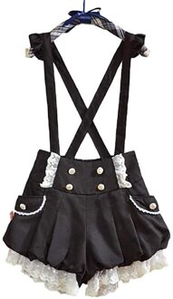 Kawaii Meisjes Lolita Jarretel Kant Pompoen Shorts Leuke Lantaarn Broek Loli zwart Shorts