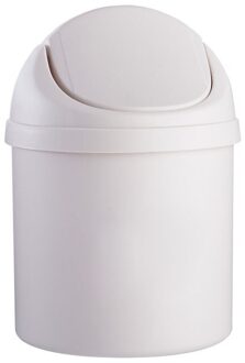 Kawaii Roze Aardbei Bloem Afvalbak Desktop Draagbare Plastic Mini Schudden Deksel Vuilnis Mand Sakura Thuis Slaapkamer Prullenbak wit