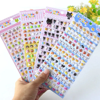 Kawaii Small Animal Foam 3D Decorative Stationery Stickers Scrapbooking DIY Diary Album Stick Label Cat Panda Stickers For Kids