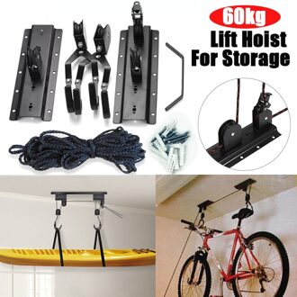 Kayak Hoist Kano Boot Bike Lift Katrol Systeem Garage Plafond Opbergrek Fiets Rack Met 15M Touw Capaciteit Max belasting 60Kg