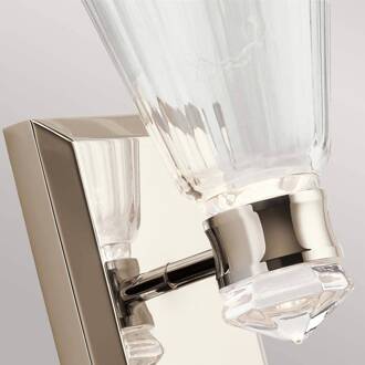 Kayva LED wandlamp, IP44, 1-lamp, gepolijst nikkel gepolijst nikkel, helder