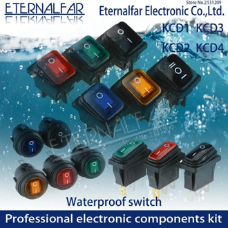 KCD1 KCD2 KCD4 KCD6 On Off 10A 16A 20A 125V 250V AC Heavy Duty DPST Sealed Waterproof Auto Boat Marine Toggle Rocker Switch with
