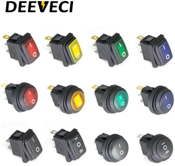 KCD1 waterproof 12v 220v mini toggle switch led light latching 3pins on off conffee machine button rocker switch