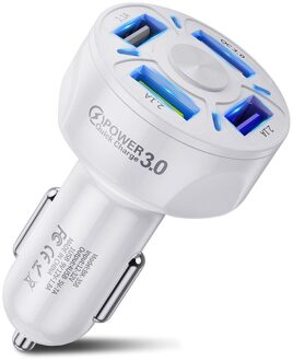 Kebidu 4 Poorten Usb Auto Lading 48W Quick 7A Mini Snel Opladen Voor Iphone 11 Xiaomi Huawei Mobiele Telefoon charger Adapter In Auto wit