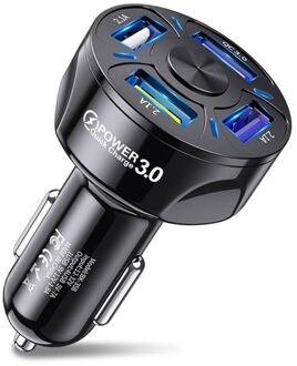 Kebidu 4 Poorten Usb Auto Lading 48W Quick 7A Mini Snel Opladen Voor Iphone 11 Xiaomi Huawei Mobiele Telefoon charger Adapter In Auto zwart