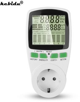 Kebidu Digitale LCD Socket Energie Elektriciteit Power Meter EU Plug Wattmeter Wattage Kwh Voltage Current Meter