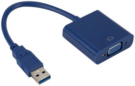 Kebidu Usb 3.0 Naar Vga Kabel Adapter Video Display Kaart Multi-Display Adapter Converter Voor Pc Laptop Monitor Windows 7/8/10 blauw