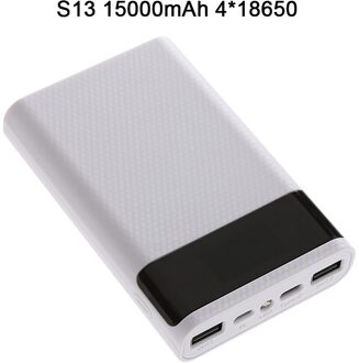 Kebidumei Dual Usb Micro Usb Type C Power Bank Shell 5V Diy 4/6*18650 Case Batterij Opslag doos Zonder Batterij S13 wit