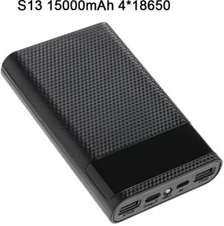 Kebidumei Dual Usb Micro Usb Type C Power Bank Shell 5V Diy 4/6*18650 Case Batterij Opslag doos Zonder Batterij S13 zwart