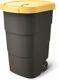 Keden Afvalcontainer/rolemmer Wheeler - geel - 95 liter - 54 x 50 x 76 cm - huis/tuin afval scheiden