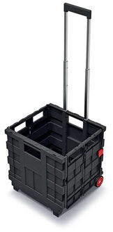 Keden Boodschappen trolley met opvouwbare krat - zwart - kunststof - 25 Liter - 40 x 37 x 96 cm