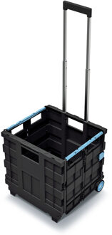 Keden Boodschappen trolley met opvouwbare krat - zwart - kunststof - 25 Liter - 40 x 40 x 96 cm