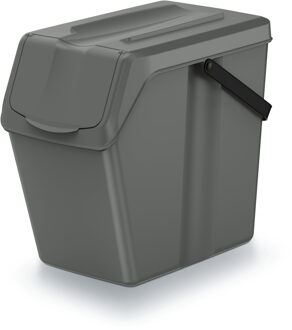 Keden Sorteer afvalbak/emmer - steengrijs - 25L - afsluitbaar - 24 x 40 x 37 cm - klepje/hengsel