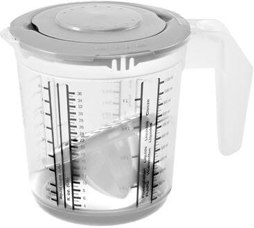 Keeeper Maatbeker 1L + citruspers grijs wit