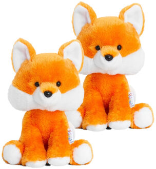 Keel Toys 2x stuks keel Toys oranje pluche Vos knuffel 14 cm