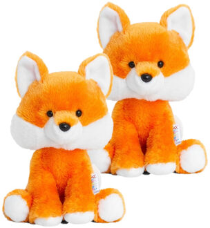 Keel Toys 2x stuks keel Toys pluche oranje Vos knuffel 14 cm - Vossen bosdieren knuffeldieren - Speelgoed voor kind