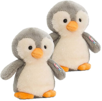 Keel Toys 2x stuks keel Toys pluche pinguin knuffel grijs/wit 14 cm - Pooldieren speelgoed knuffels