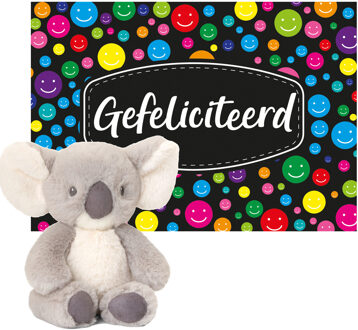 Keel Toys Cadeaukaart Gefeliciteerd met knuffeldier koala 14 cm