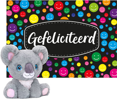 Keel Toys Cadeaukaart Gefeliciteerd met knuffeldier koala 16 cm - Knuffeldier Multikleur