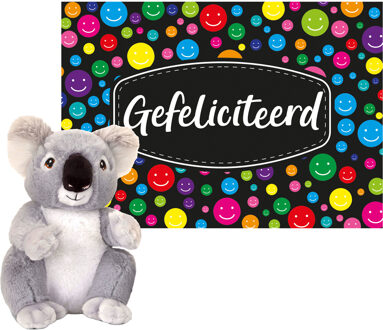 Keel Toys Cadeaukaart Gefeliciteerd met knuffeldier koala 26 cm - Knuffeldier Multikleur