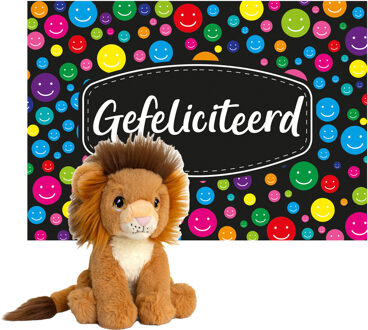 Keel Toys Cadeaukaart Gefeliciteerd met knuffeldier leeuw 18 cm - Knuffeldier Multikleur