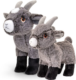 Keel Toys Geiten setje - 2x stuks - pluche - knuffel dier - 20 en 25 cm - Geiten van de boerderij