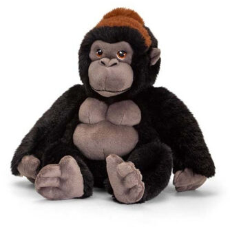 Keel Toys Knuffel Gorilla aap - zwart - pluche - knuffeldier - 20 cm