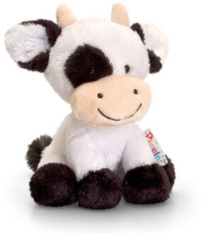 Keel Toys Knuffel Koe - zwart / wit - pluche - 14 cm