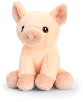 Keel Toys Knuffel Varken - biggetje - dieren knuffels - pluche - 12 cm - boerderij - roze
