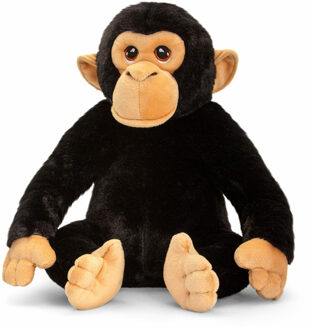 Keel Toys Knuffeldier Chimpansee aap - zachte pluche stof - premium knuffels - 25 cm - Knuffeldier Zwart