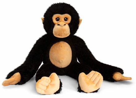 Keel Toys Knuffeldier Chimpansee aap - zachte pluche stof - premium knuffels - 38 cm - hangend - Knuffeldier Zwart